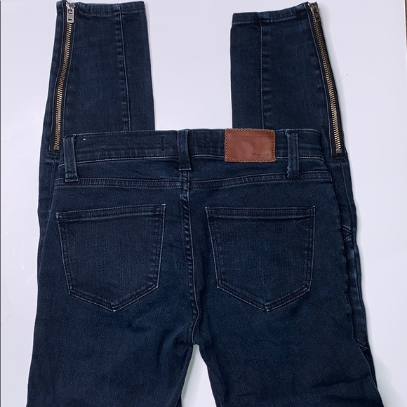 Madewell Skinny Zip Ankle Rebel Dark Moto Jeans 24 - Picture 3 of 8
